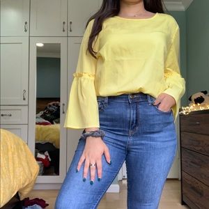 Yellow Bell Sleeve Blouse
